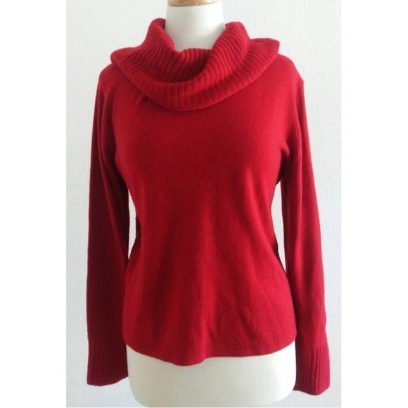 Norton McNaughton Sweaters - Womens Petite Large Knit Sweater Red Pullover Long Sleeve Top Norton McNaughton